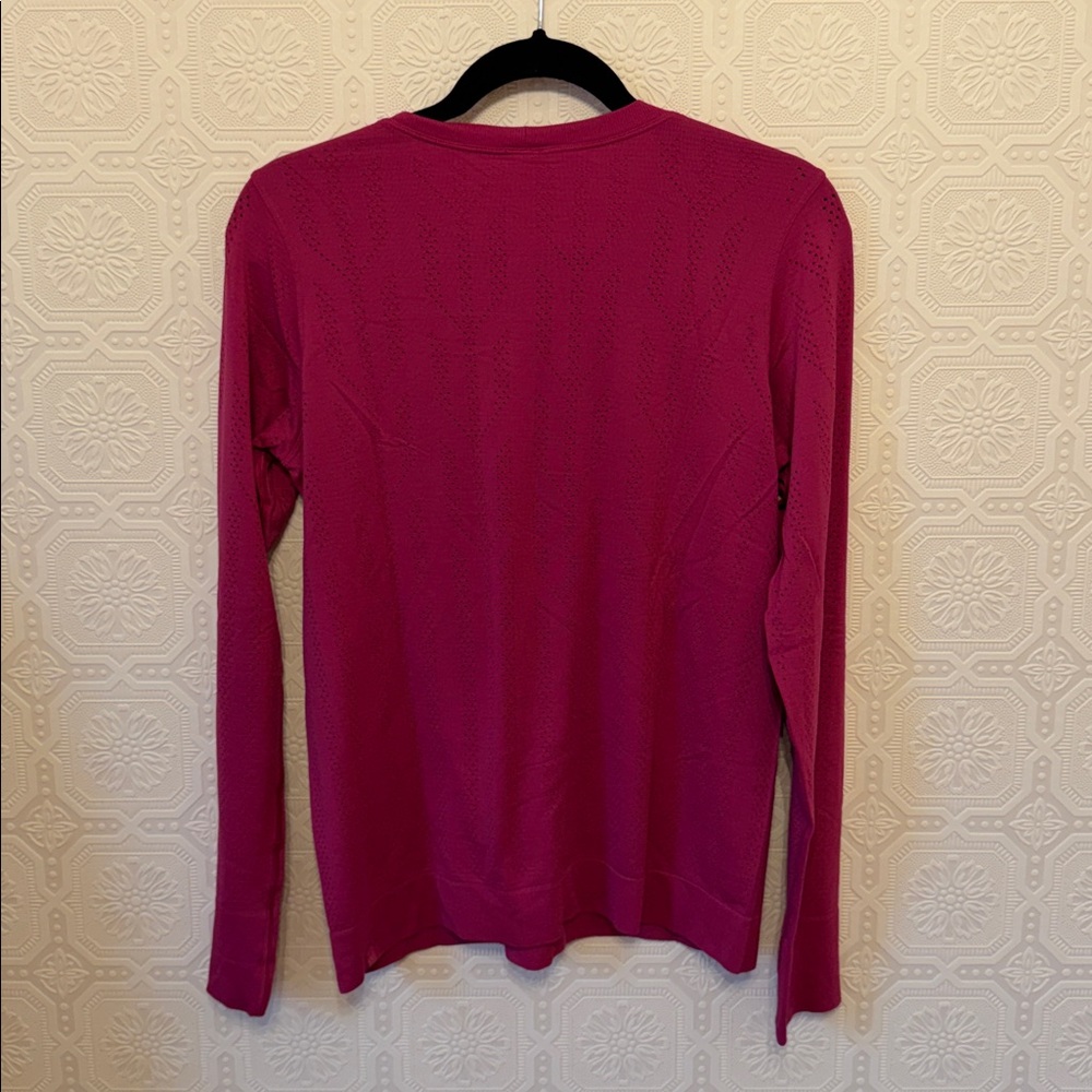 Lululemon Swiftly Breathe Long Sleeve Fletching Lines Ripened Raspberry Sz 10 - Picture 7 of 8